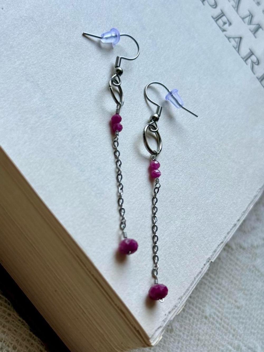 Ruby Dangle Earrings - Picture 3 of 6